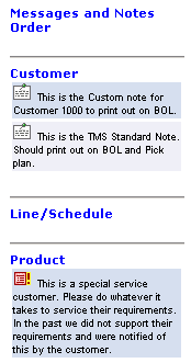Message Board section of the Order Entry form