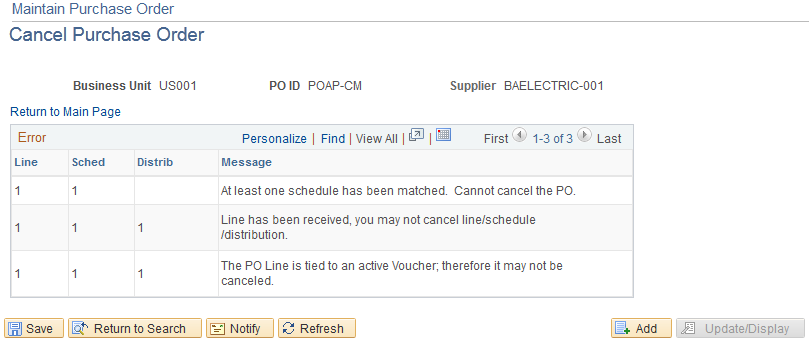 Maintain Purchase Order-Cancel Purchase Order