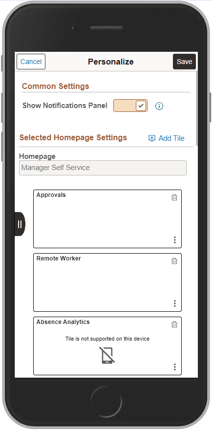 Personalize Homepage Small Form Factor