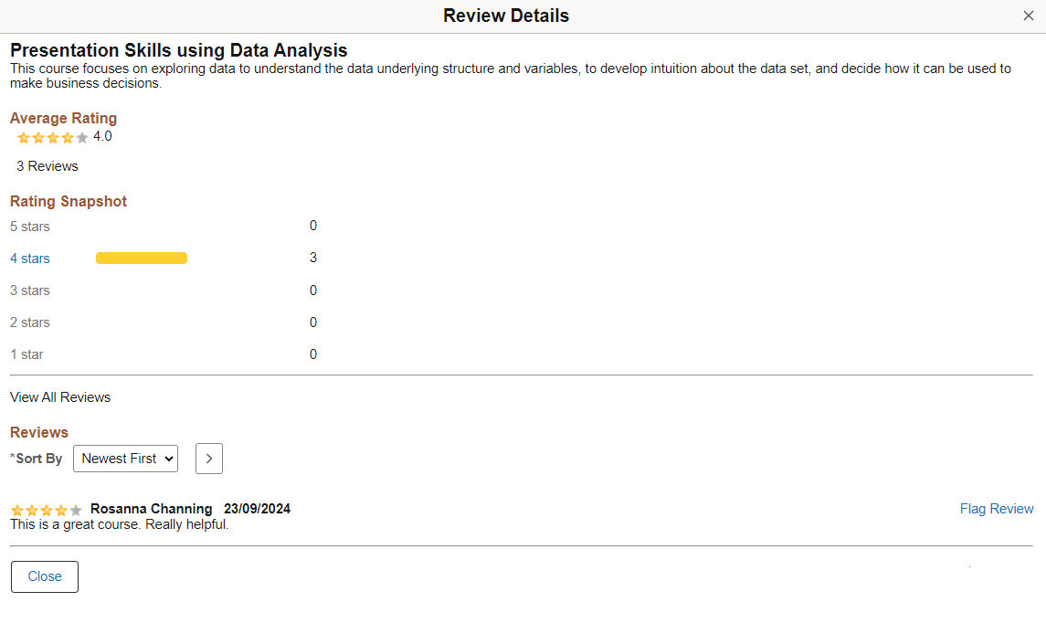Review Details page