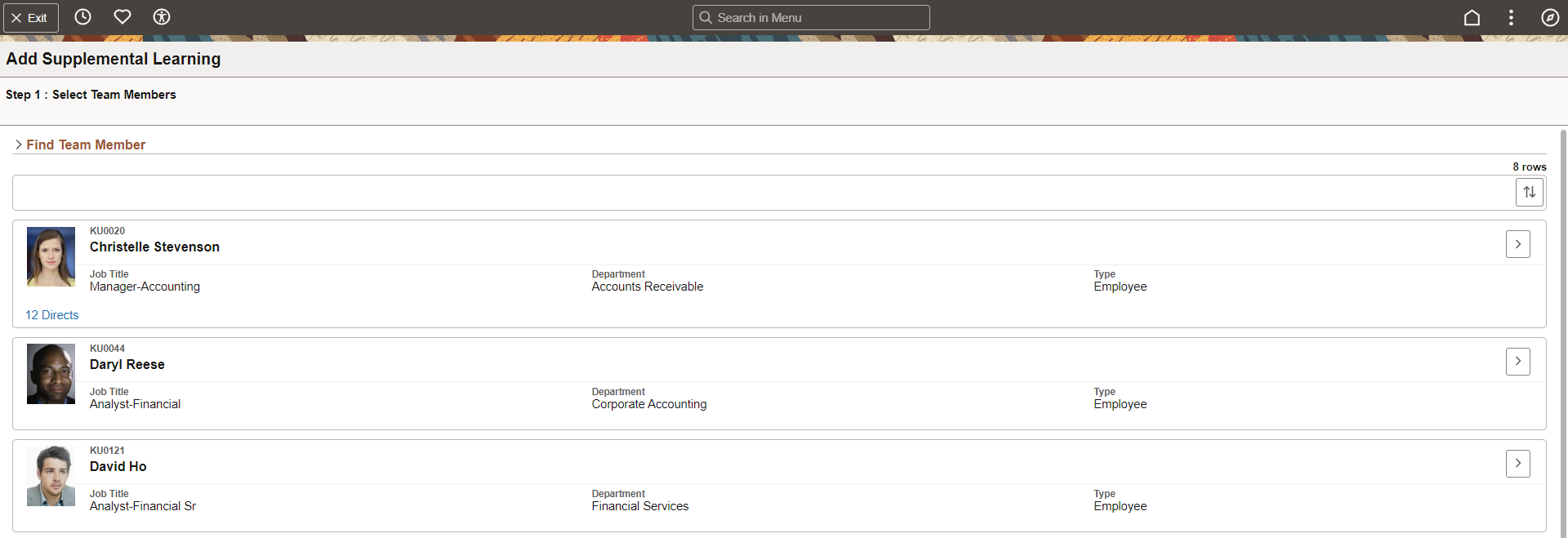 Step 1 of Add Supplemental Learning