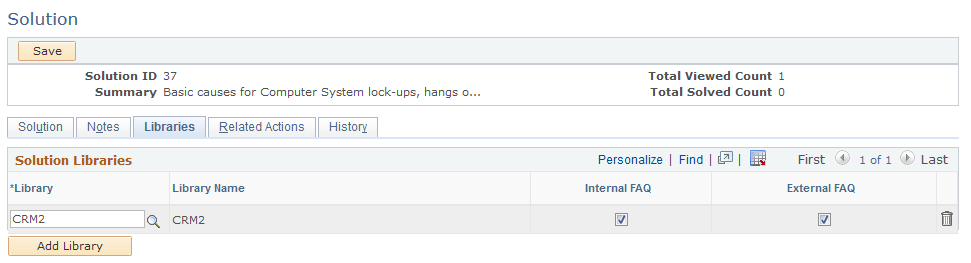 Solution - Libraries page