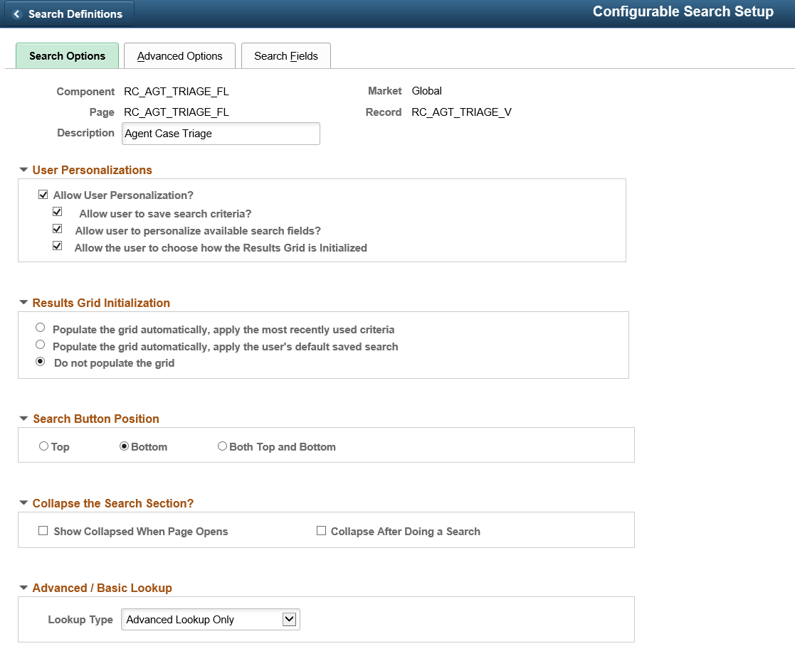 Configurable Search Setup