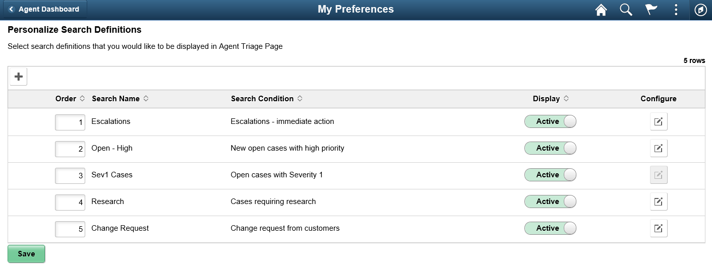 Personalize Search Definitions page