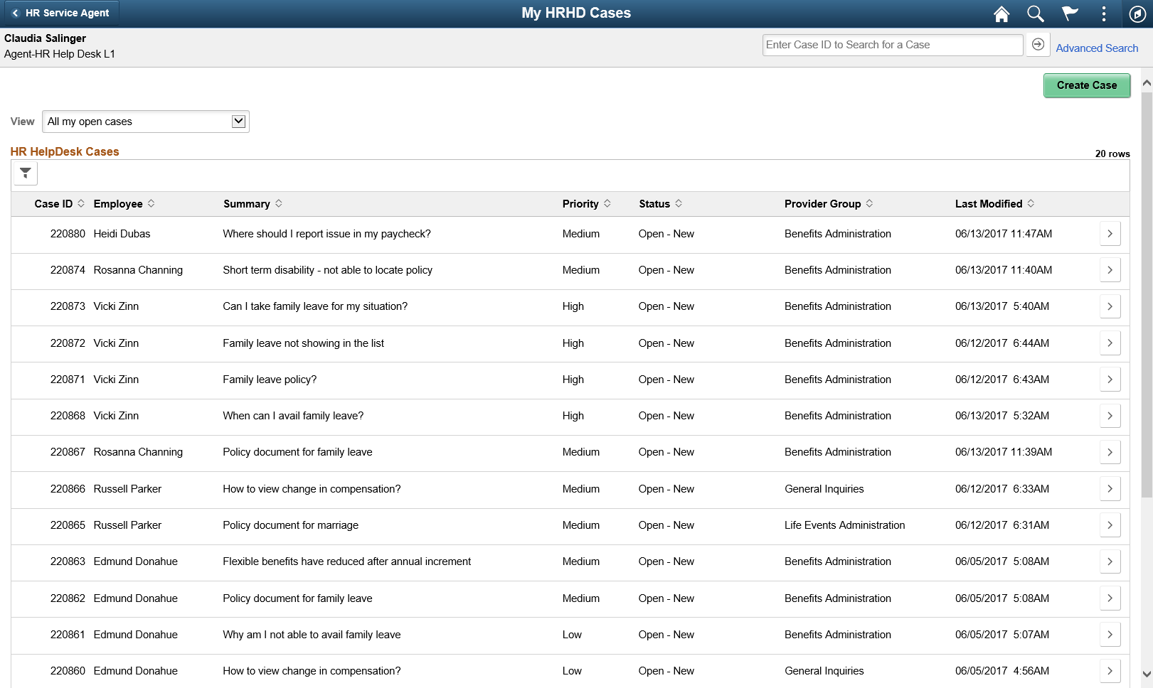 My HRHD Cases page