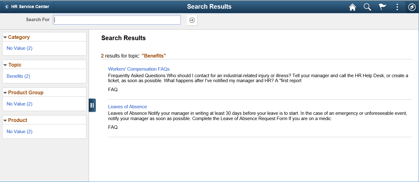 Search Results page