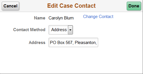 Edit Case Contact Modal Window