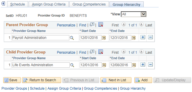 Group provider page