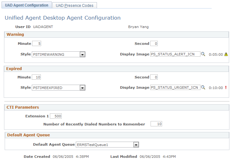 Unified Agent Desktop Agent Configuration page