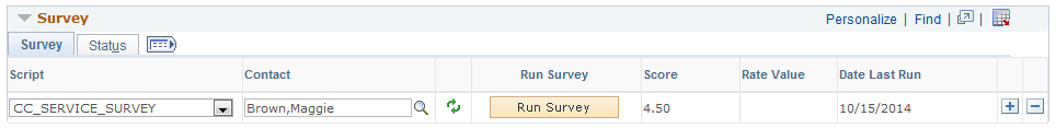 Survey section of the Lead - Qualify page