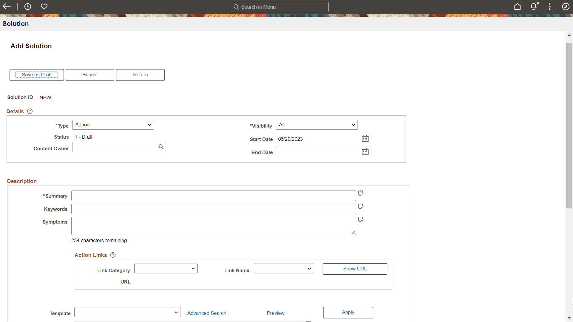 Create Solution page1