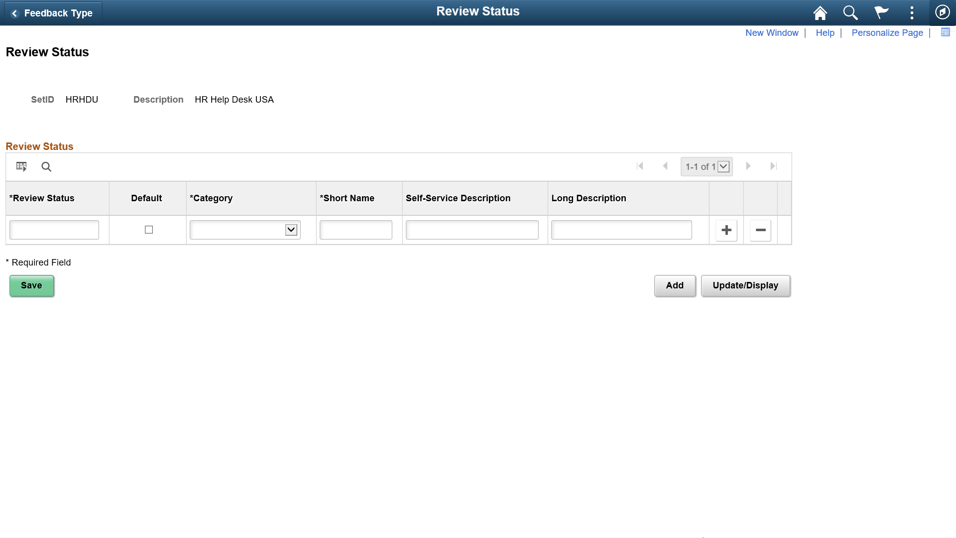 Review Status page