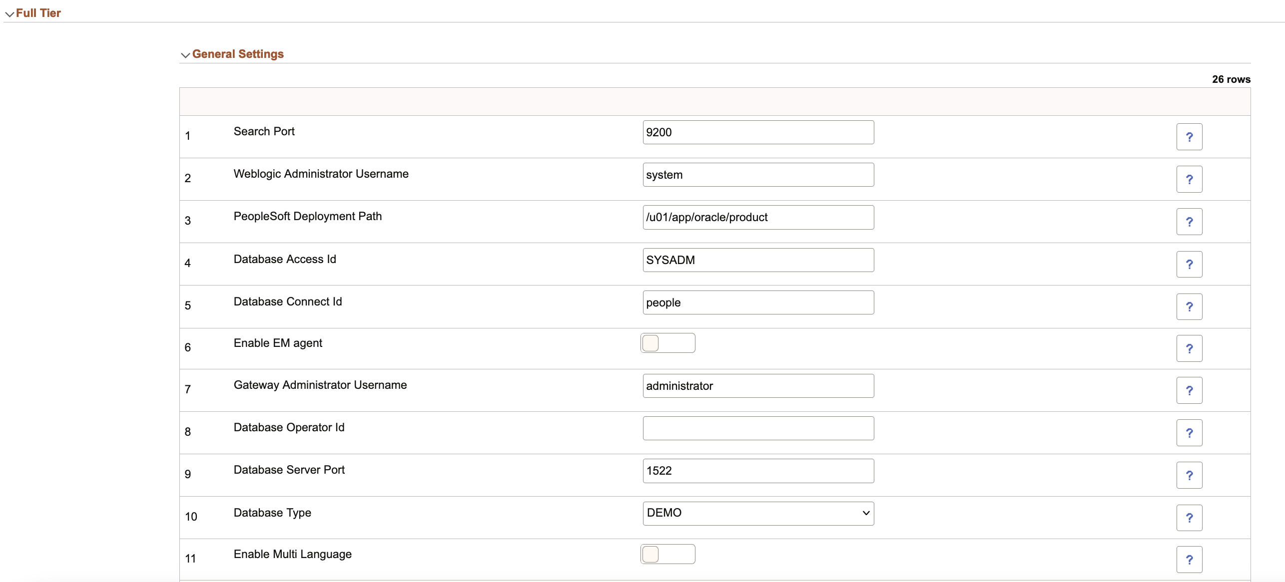 Full Tier - General Settings (1 of 2)
