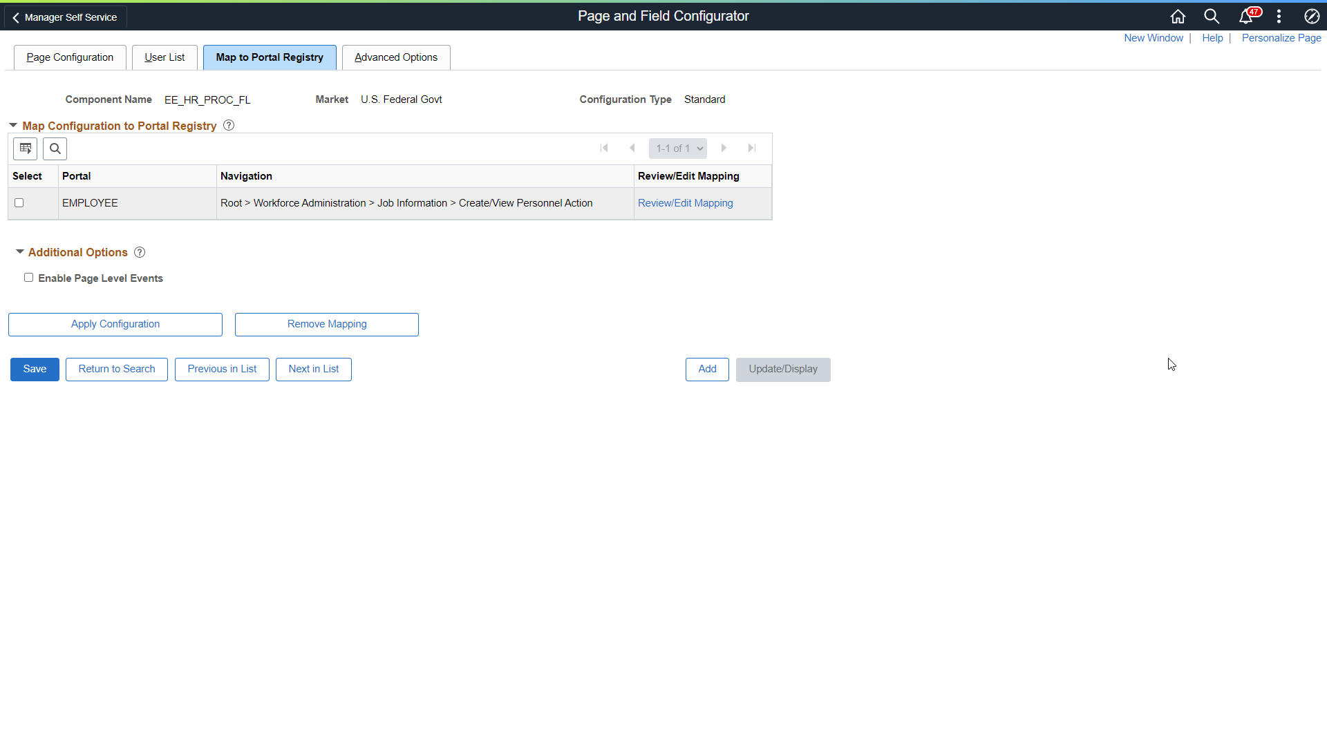 PFC_Map to Portal Registry page