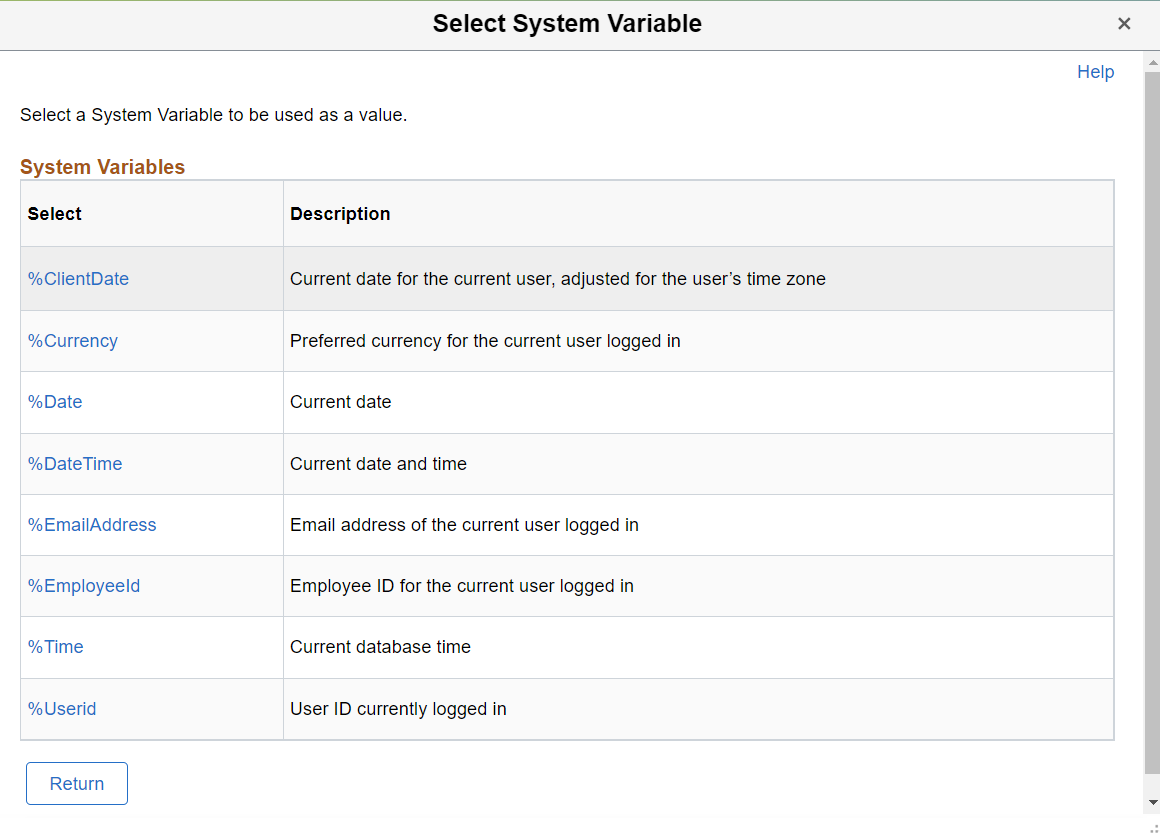 Select System Variable