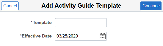 Add Activity Guide Template page