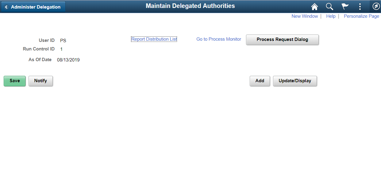 Maintain Delegated Authorities page