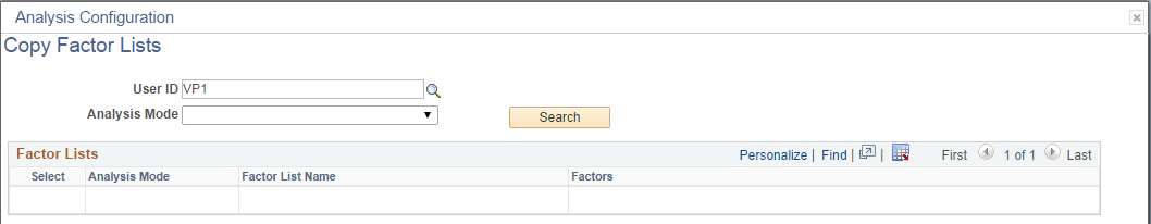 Copy Factor Lists page