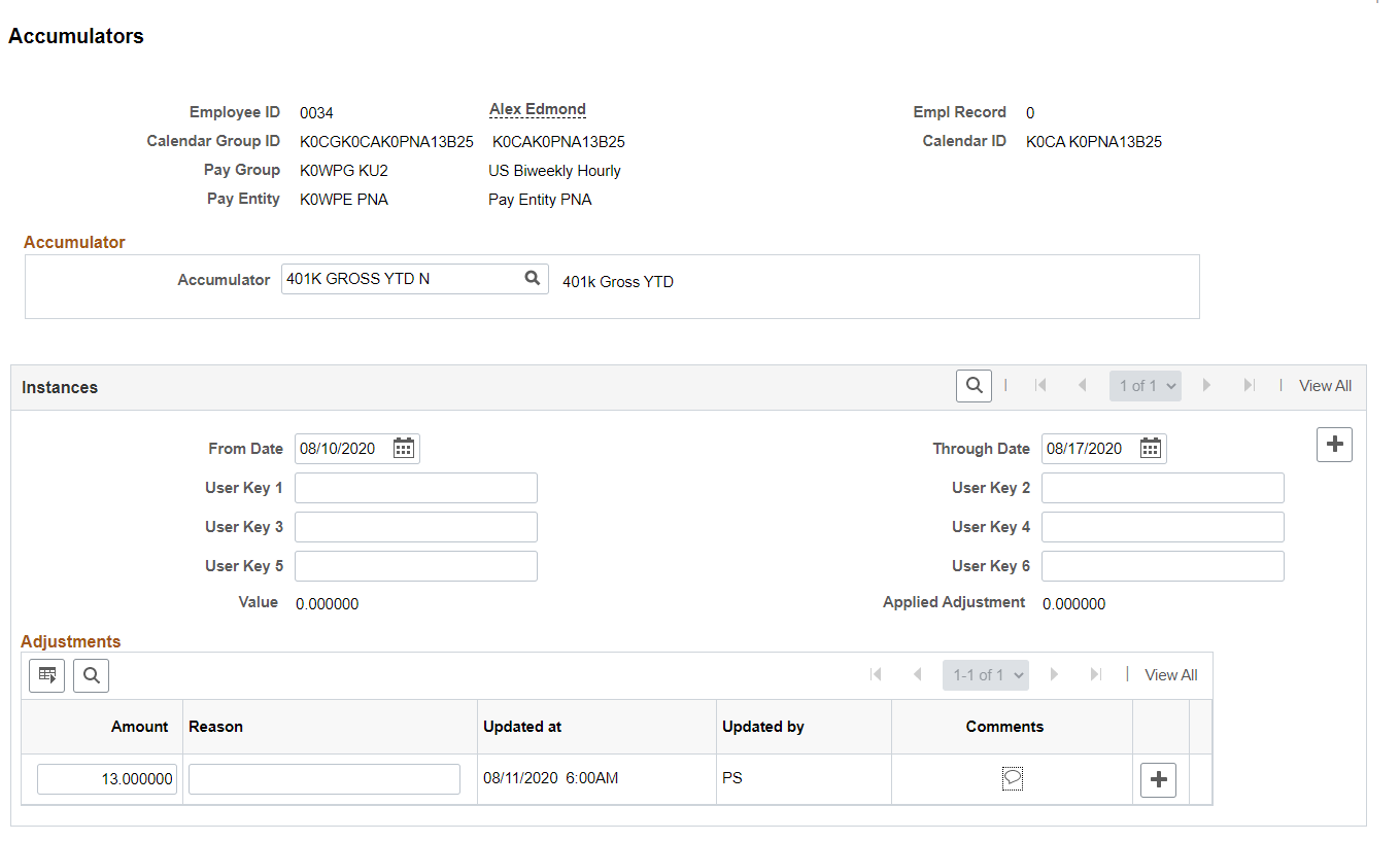 Adjust Balances - Accumulators page