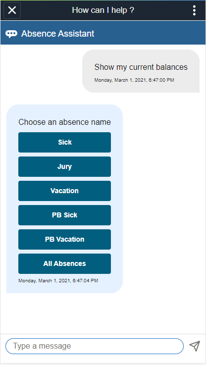 (Smartphone) Absence Assistant with Absence Names