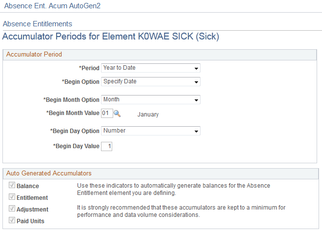 <>Absence Entitlements - Accumulator Periods for Element <name> page