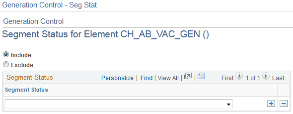 <>Generation Control - Segment Status for Element <name> page