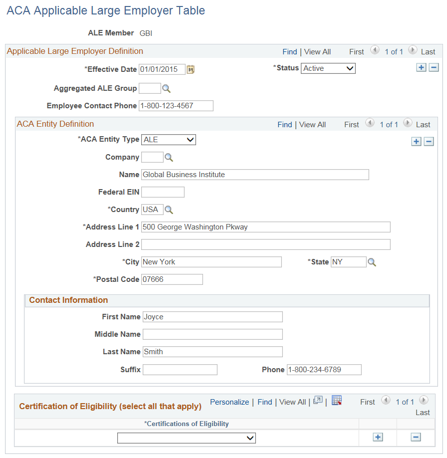 ACA Applicable Large Employer Table page