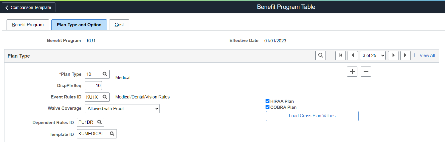 Benefit Program Table