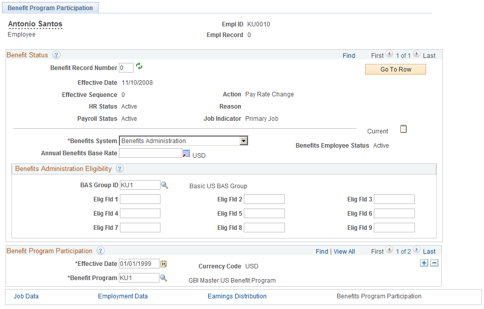 Benefit Program Participation page