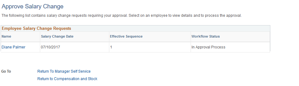 Approve Salary Change page