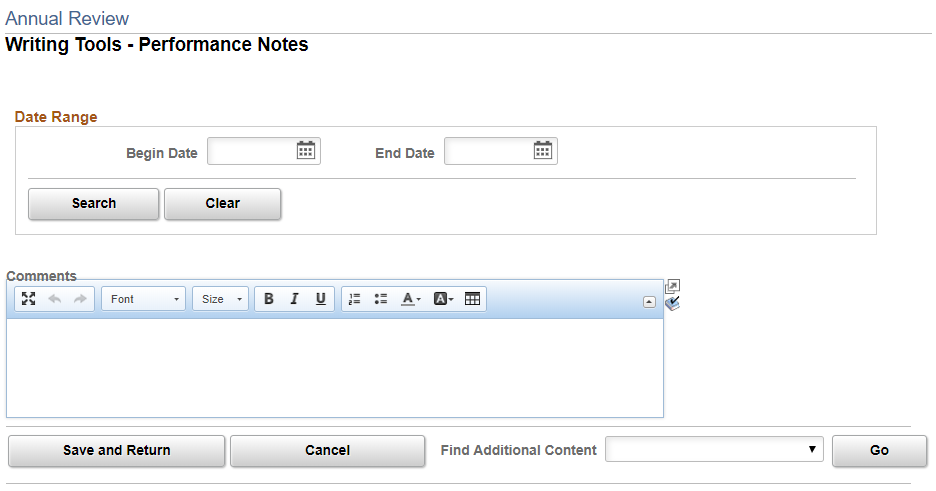 Writing Tools - Performance Notes page