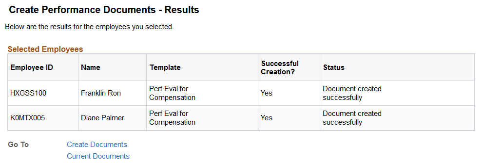 <>Create <document type> Documents - Results page