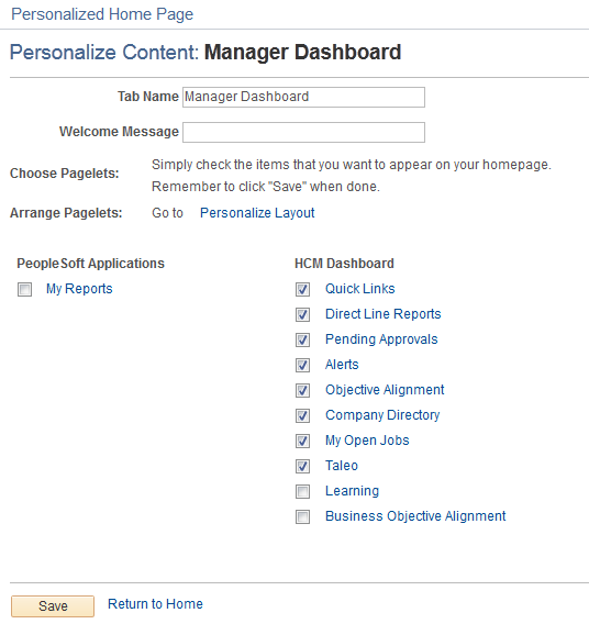 Personalize Content: Manager Dashboard page