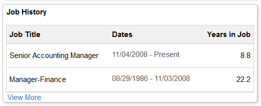 Job History tile