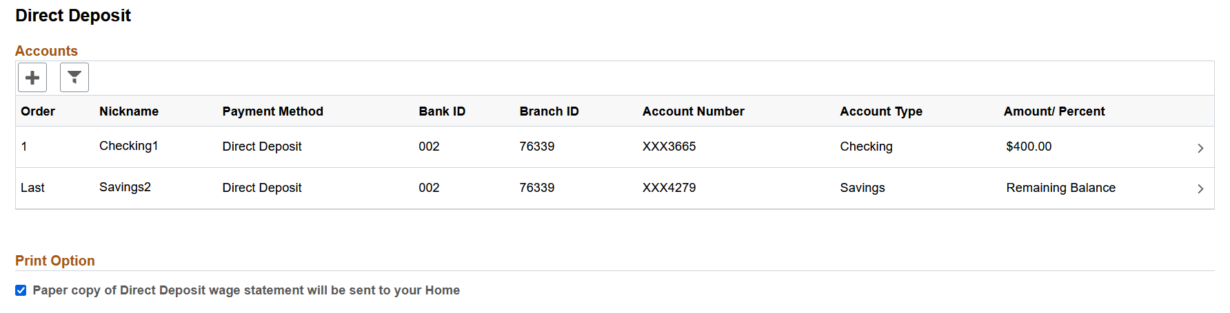 (Desktop) Direct Deposit page for Canada