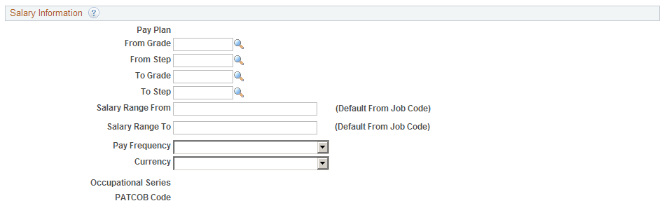 Job Opening page: Salary Information section