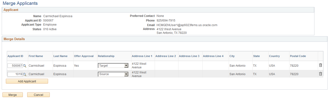 Merge Applicant page: merge as source