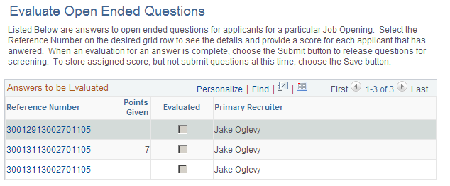 Evaluate Open Ended Questions page