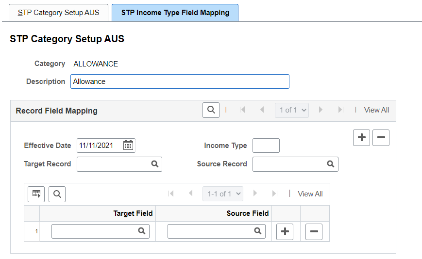 STP Income Type Field Mapping