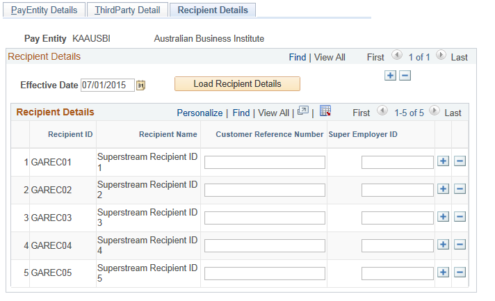 Recipient Details Page