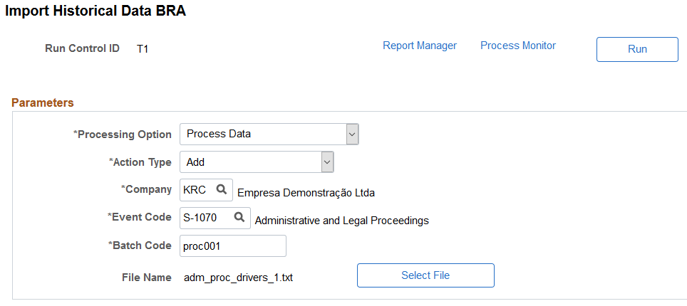 Import Historical Data BRA page