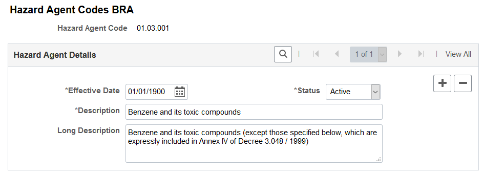 Hazard Agent Codes BRA page