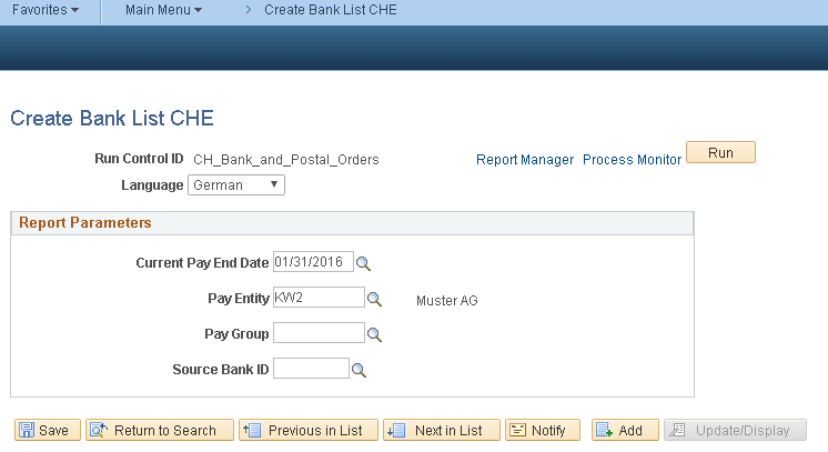 Create Banklist CHE Page