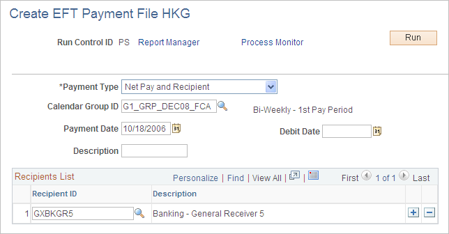 Create EFT Payment File HKG page