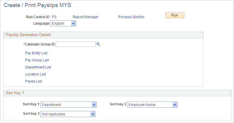 Create / Print Payslips MYS page