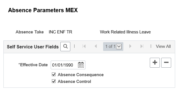 Absence Parameters MEX page