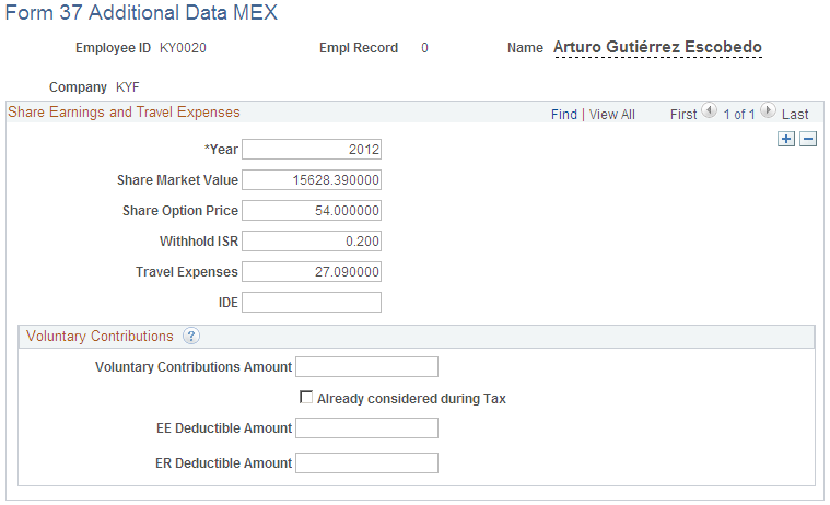 Form 37 Additional Data MEX page