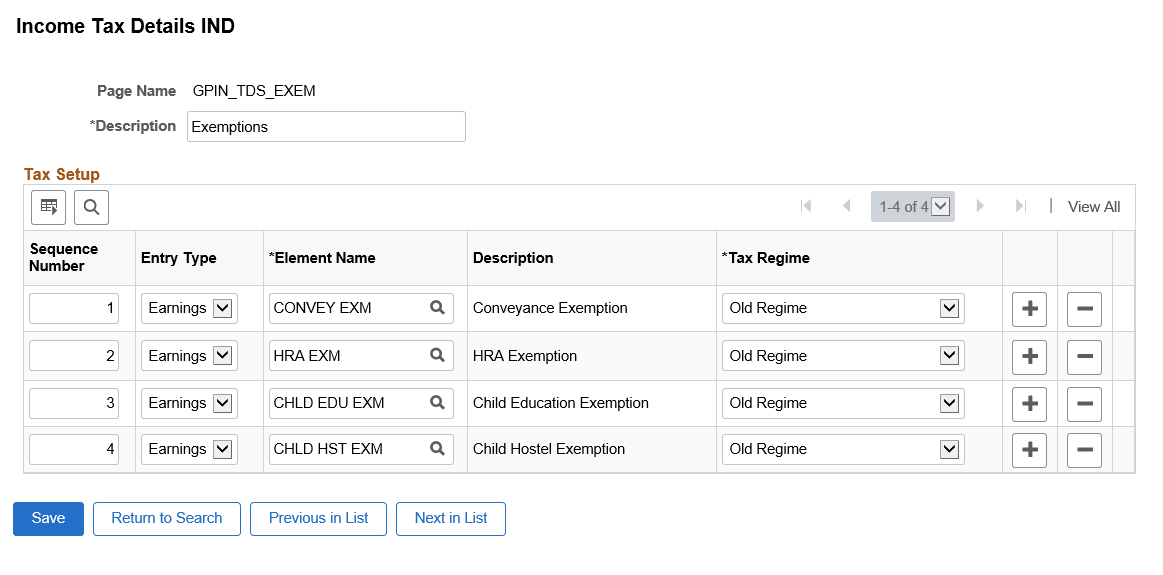 Tax setup exemption page