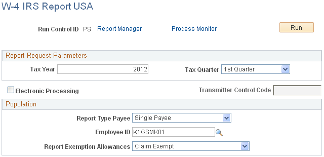 W-4 IRS Report USA page
