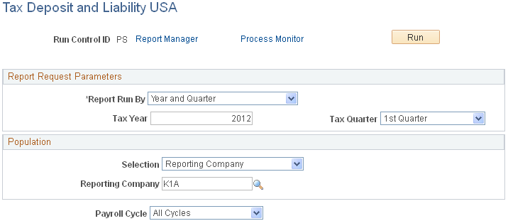 Tax Deposit and Liability USA page